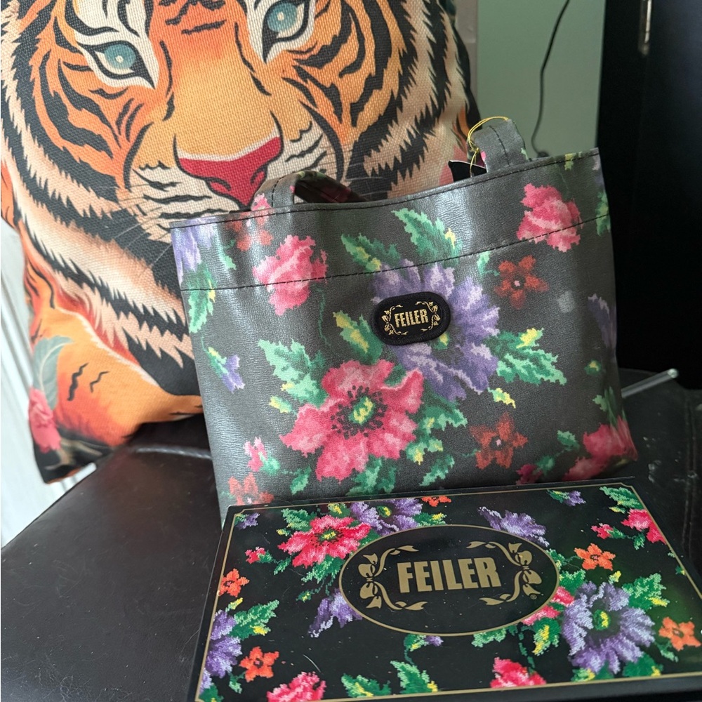 Black Mini Feiler Floral Bag new w Box